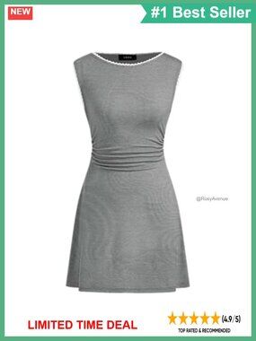 Women's Summer Mini Dress Ruched Tie Back Sleeveless Casual A-Line